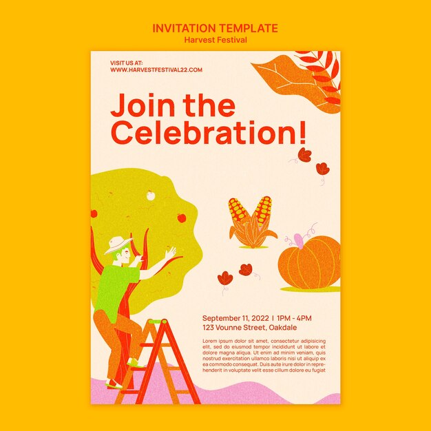 Harvest festival invitation template with vegetables