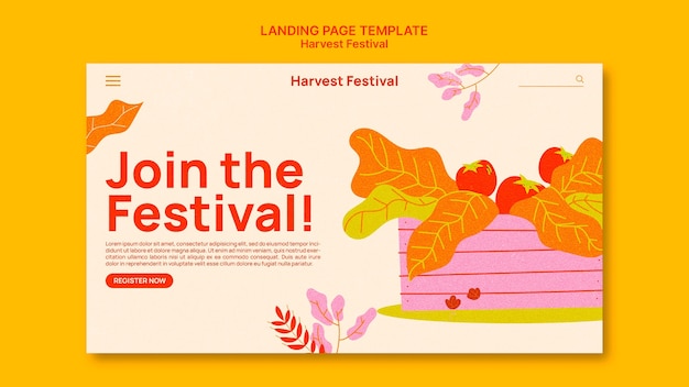 Free PSD harvest festival landing page template with vegetables