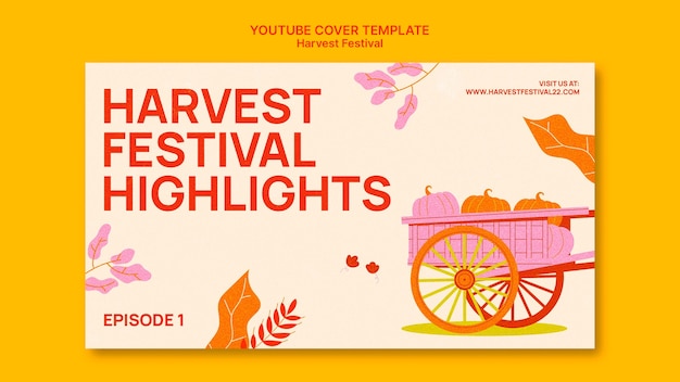 Free PSD harvest festival youtube cover template with vegetables