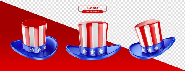 Hat with colors and united states flag in 3d render