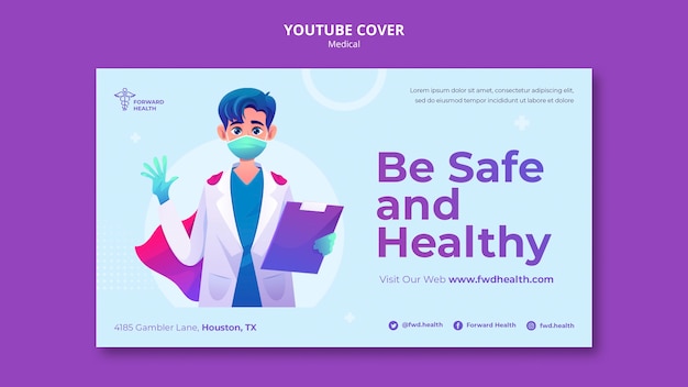 Free PSD health check-up and care youtube cover template