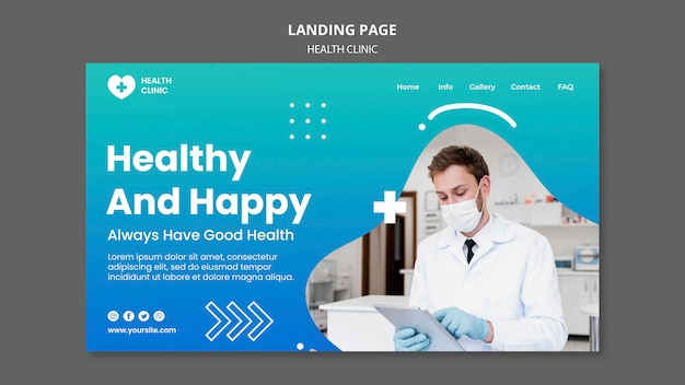 Free PSD health clinic landing page template