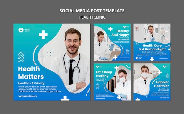 Free PSD health clinic social media post template