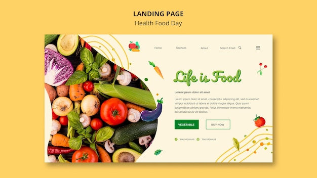 Health food day landing page web template