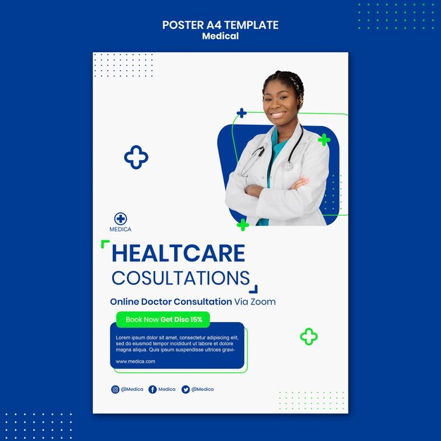 Healthcare consultations poster template