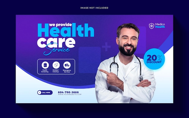 Free PSD healthcare medical service ads promotional web banner template design