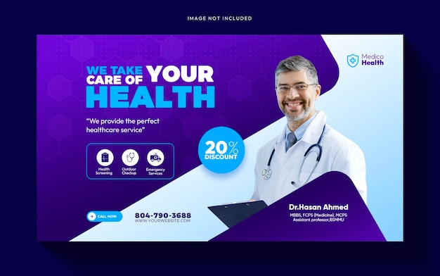 Free PSD healthcare medical service ads promotional web banner template design