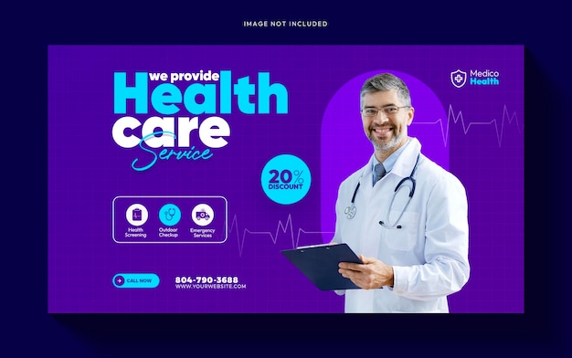 Free PSD healthcare medical service ads promotional web banner template design