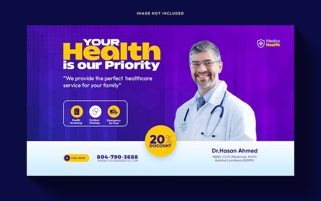 Free PSD healthcare medical service ads promotional web banner template design