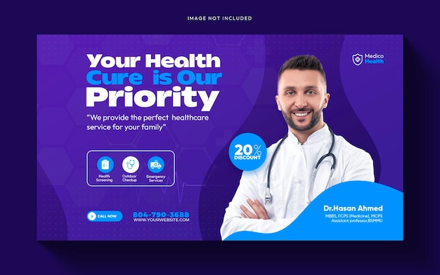 Free PSD healthcare medical service ads promotional web banner template design