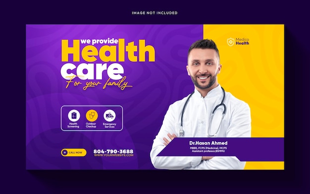 Free PSD healthcare medical service ads promotional web banner template design