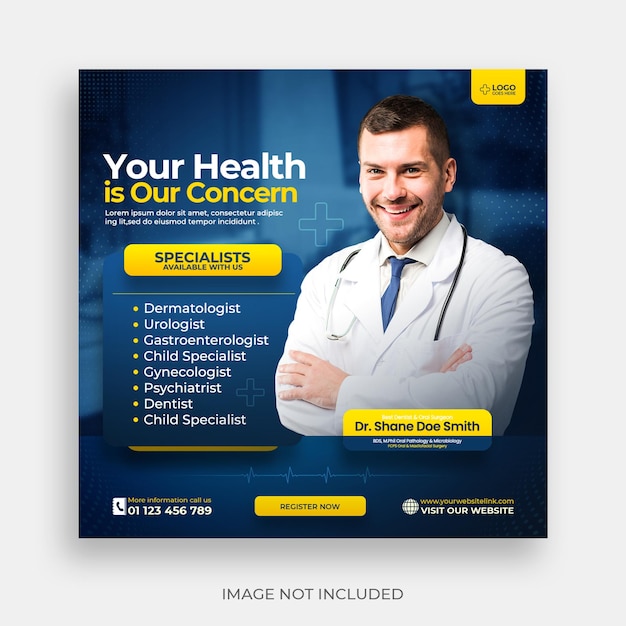 Free PSD healthcare prevention banner or square flyer for social media post template