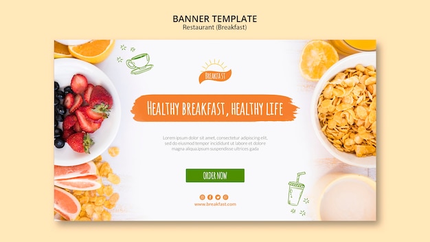 Free PSD healthy breakfast, healthy life banner template