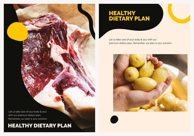 Free PSD healthy diet template psd marketing food poster set