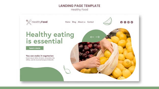 Free PSD healthy eating landing page template