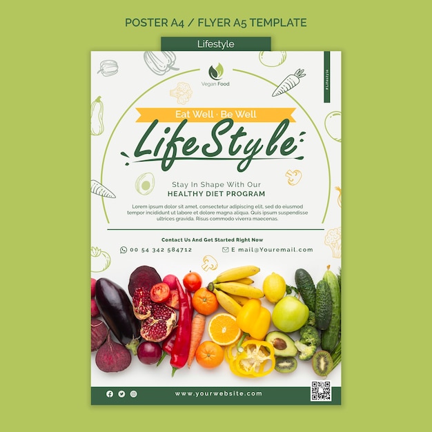 Healthy eating lifestyle poster template