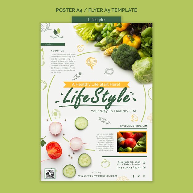 Healthy eating lifestyle poster template