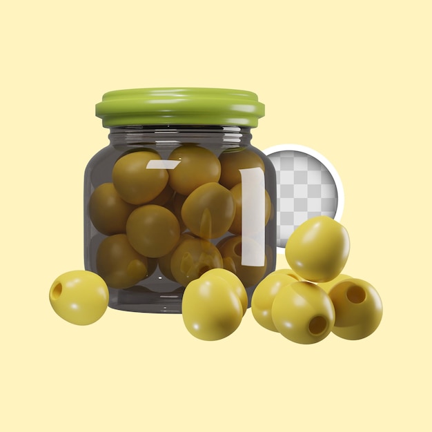 Free PSD healthy fat olive food 3d illustration