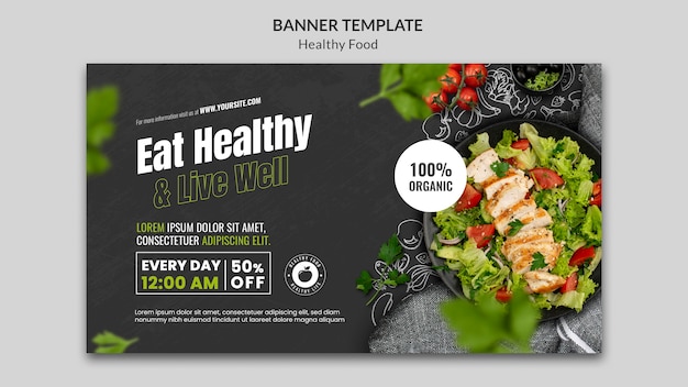 Healthy food banner design template