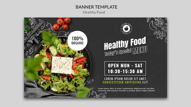 Healthy food banner design template