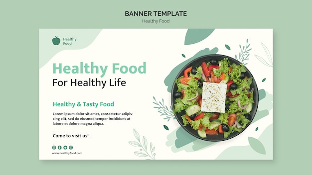 Healthy food banner design template