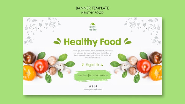 Free PSD healthy food banner template concept