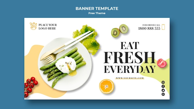 Free PSD healthy food banner template concept