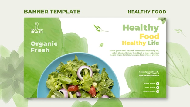 Free PSD healthy food concept banner template