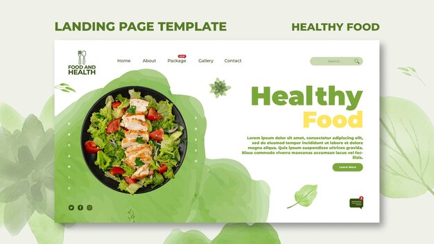 Healthy food concept landing page template