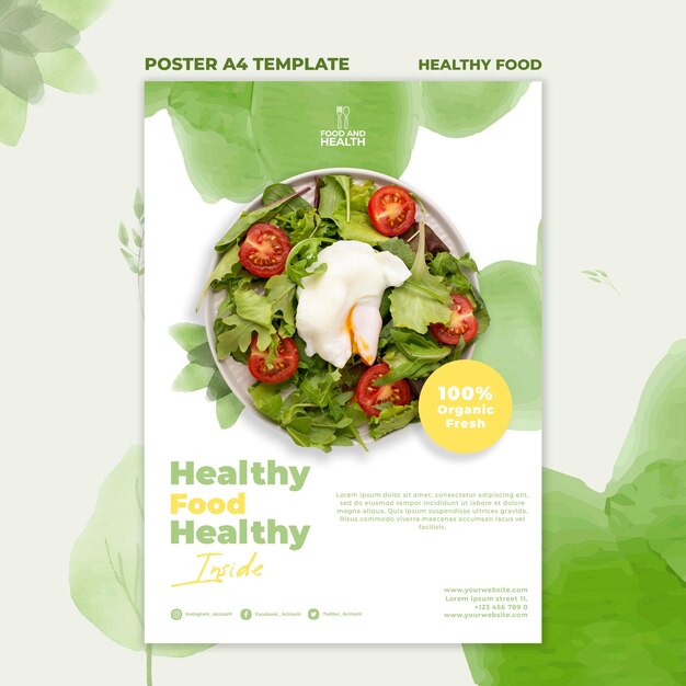 Healthy food concept poster template