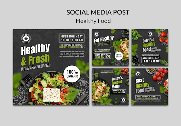 Free PSD healthy food instagram posts design template