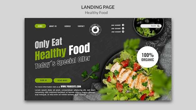 Free PSD healthy food landing page design template