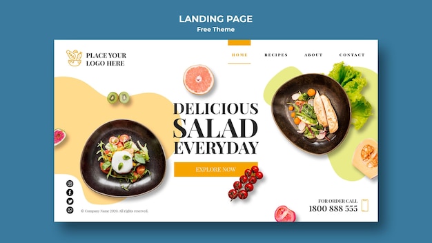 Free PSD healthy food landing page design