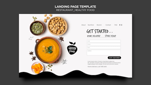 Healthy food landing page template