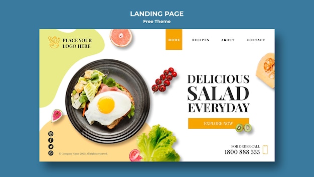 Free PSD healthy food landing page theme