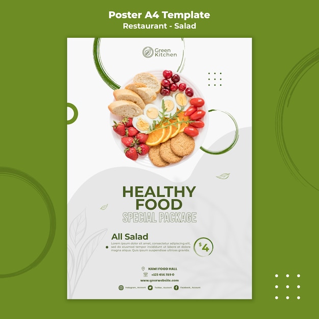 Free PSD healthy food package poster template