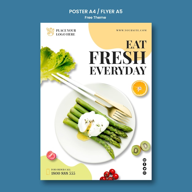 Free PSD healthy food poster concept