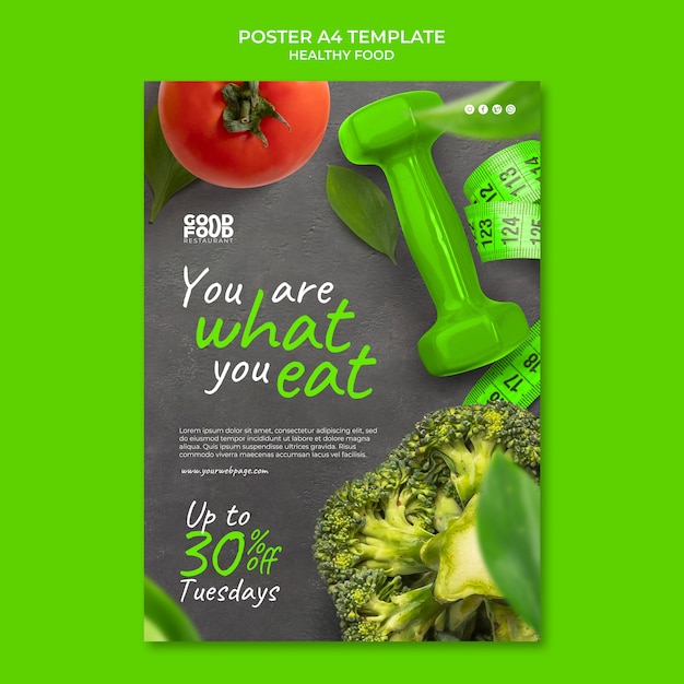 Free PSD healthy food poster design template