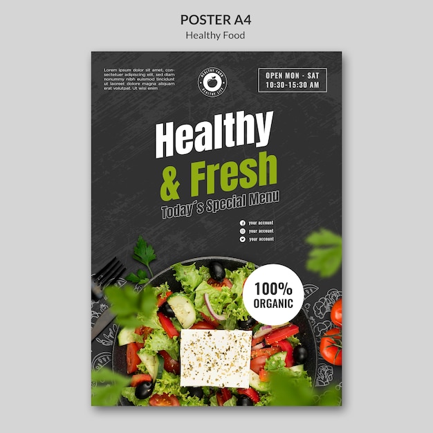 Healthy food poster design template