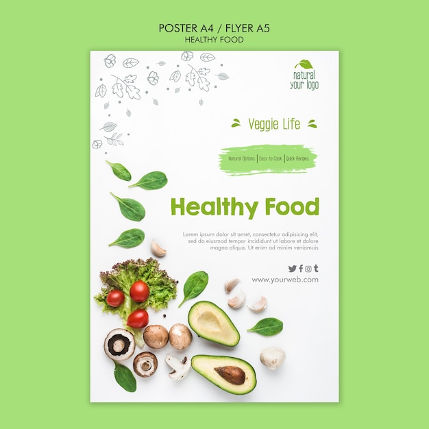 Free PSD healthy food poster template theme