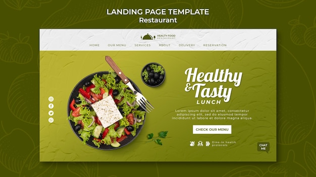 Free PSD healthy food restaurant landing page template