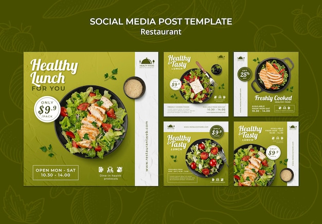 Free PSD healthy food restaurant social media posts