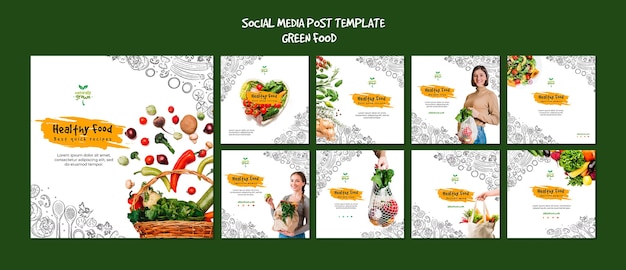 Free PSD healthy food social media posts template with picture