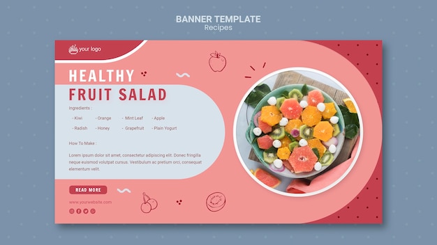 Free PSD healthy fruit salad banner template