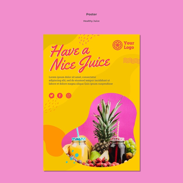 Free PSD healthy juice poster template style