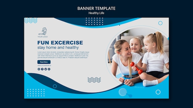 Free PSD healthy life concept banner design