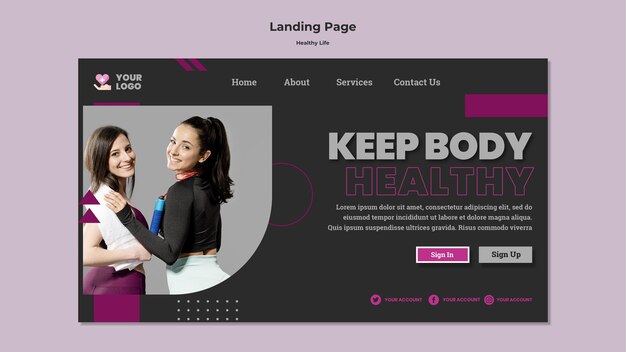 Healthy life concept web template