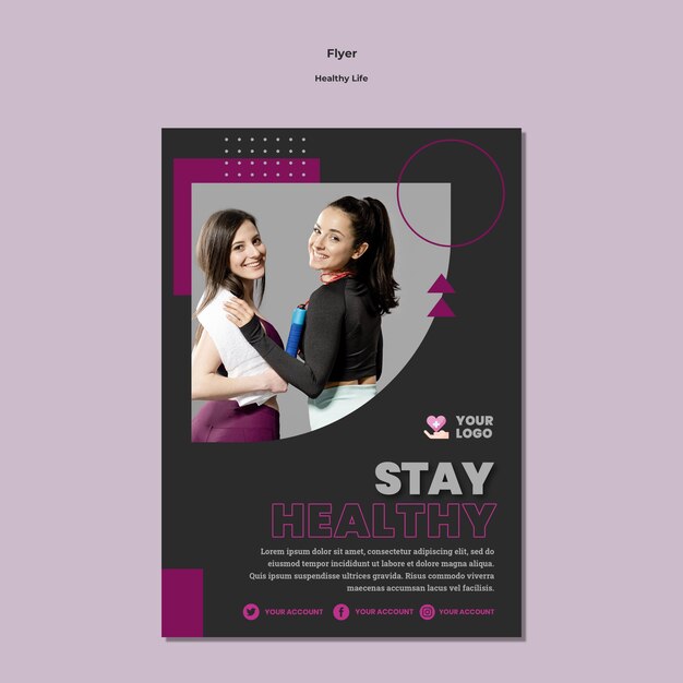 Healthy lifestyle flyer template design