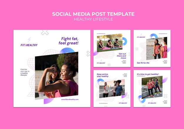 Healthy lifestyle instagram posts design template