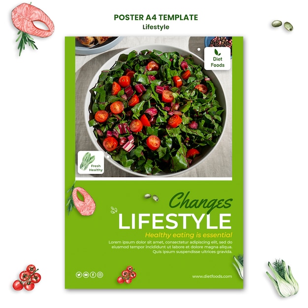 Free PSD healthy lifestyle poster design template